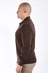 Boss Longsleeve Knit Polo H Lancione Dark Brown