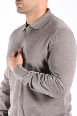 Boss Longsleeve Knit Polo H Lancione Open Brown