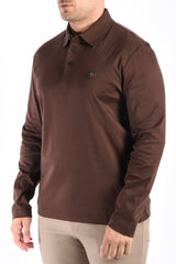 Boss Mercerised Longsleeve Polo C Paley 01 Dark Brown