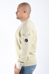 CP Company Brushed Emerized Diagonal Fleece Sweater Silver Birch