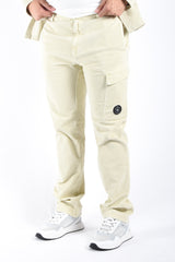 CP Company Corduroy Regular Fit Cargo Pants Silver Birch