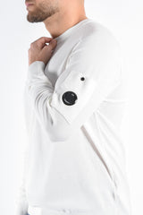 CP Company Cotton Crepe Knit Lens Sweater Gauze White