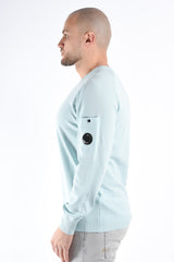 CP Company Cotton Crepe Knit Lens Sweater Misty Blue