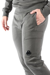 CP Company Diagonal Raised Fleece Cargo Lens Sweatpants Gunmetal