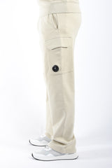 CP Company Diagonal Raised Fleece Cargo Lens Sweatpants Silver Birch