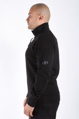 CP Company Diagonal Raised Fleece Half Zip Sweater Black