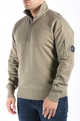 CP Company Diagonal Raised Fleece Half Zip Sweater Fallen Rock