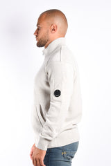 CP Company - Lambswool GRS Zipped Cardigan - Off White Melange