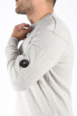CP Company Lambswool GRS Lens Sweater Off White Melange