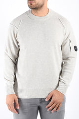 CP Company Lambswool GRS Lens Sweater Off White Melange