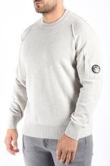 CP Company Lambswool GRS Lens Sweater Off White Melange
