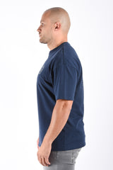 Denham T-Shirt Lines Tee Dark Blue