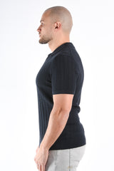 Drykorn Cable Knit Polo Triton Dark Blue
