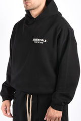 Essentials Fear Of God Fleece Jet Black Hoodie