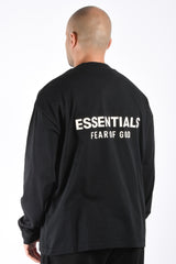 Essentials Fear Of God Jet Black Longsleeve T-Shirt