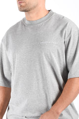 Mansour Paris Script Embroidery T-Shirt Heather Grey