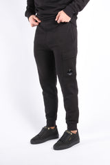 CP Company Diagonal Raised Fleece Cargo Lens Sweatpants Black
