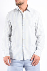 Drykorn Linen Striped Shirt Ramis Blue